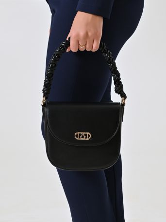 Borsa Nera con Manico Arricciato