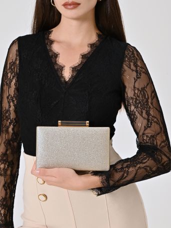 Platinum Glitter Clutch