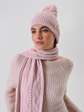 Pink Pearl and Pom-Pom Beanie