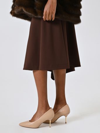 Camel Pumps with Gold Heel