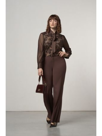 Chocolate Sequin-Embroidered Curvy Blouse