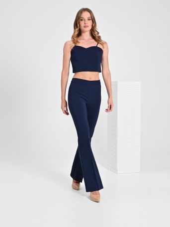 Mid-Flared Trousers in Technical Fabric