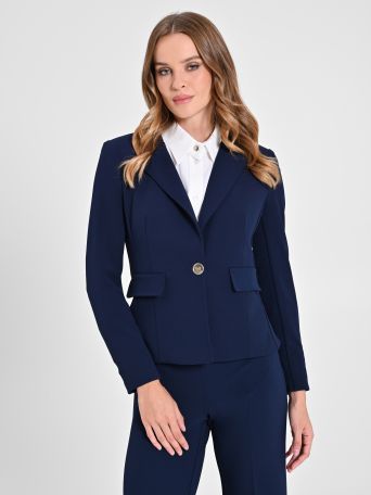 One-button jacket in scuba crepe
