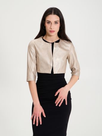 Metallic faux leather shrug 