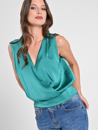Top Incrocio in Raso Verde Giada