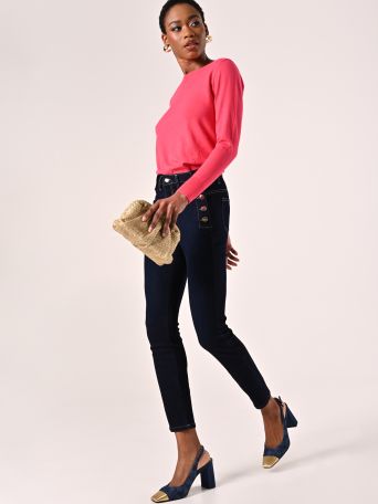 Blue Skinny Jeans with Buttons