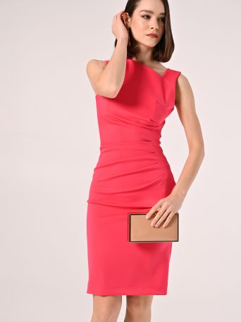 Fuchsia Milano-stitch Sheath Dress
