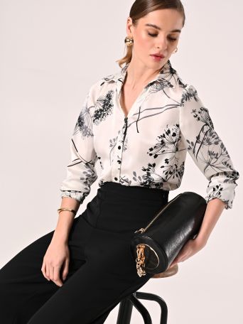 Camicia stampa Floreale Black & White