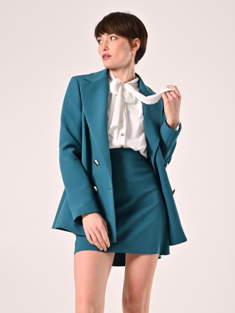 A-line Mini Skirt in Royal Green Technical Fabric