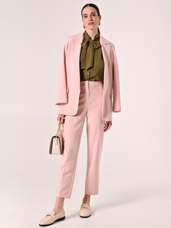 Pink Trousers with Covered Button
