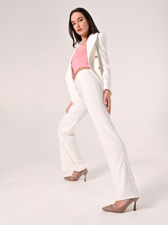 Palazzo Trousers in White Technical Fabric