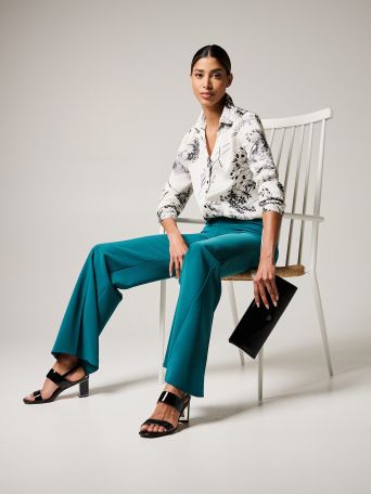 Palazzo Trousers in Royal Green Technical Fabric