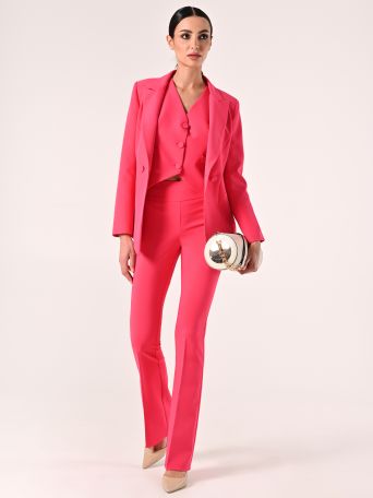 Pantaloni in Tessuto Tecnico Fuxia con Fascione in Vita