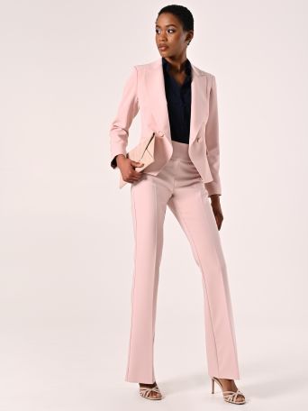 Pantaloni in Tessuto Tecnico Rosa Chiaro con Fascione in Vita
