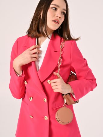Zweireihige Jacke aus technischem Gewebe in Fuchsia