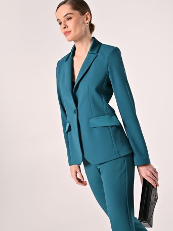 Jacke in Grün mit Satineinsätzen