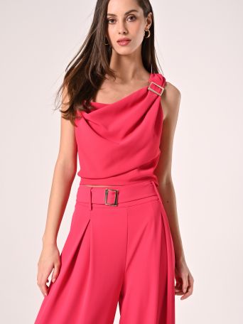 Fuchsia Top with Asymmetric Straps