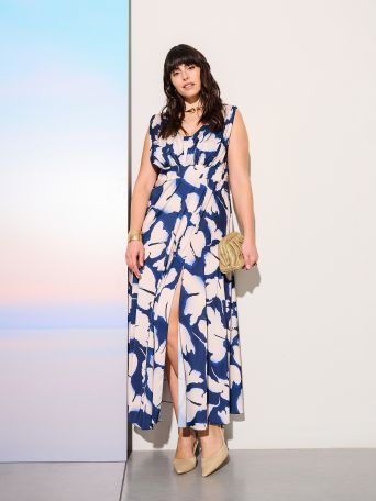 Long Curvy Floral Print Dress