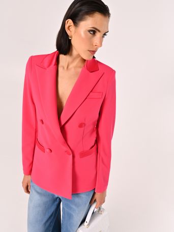 Fuchsia Jacket with Satin Inserts