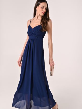 Abito taglio Impero  in Georgette Blu