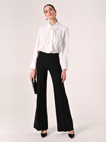Palazzo Trousers in Black Technical Fabric