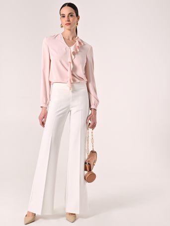 Palazzo Trousers in White Technical Fabric
