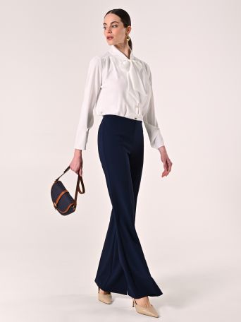 Palazzo Trousers in Blue Technical Fabric