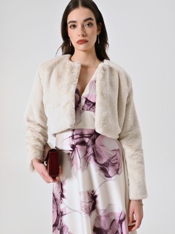 Short White Faux Fur Jacket