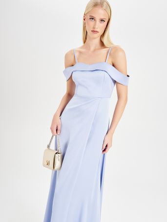 Blue Rinascimento atelier off-the-shoulder dress