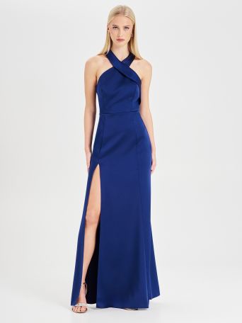 Abito Rinascimento atelier Blu con Scollo all'Americana