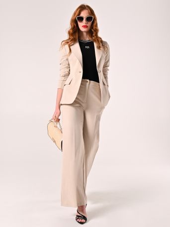 Beige Pants in Textured Fabric