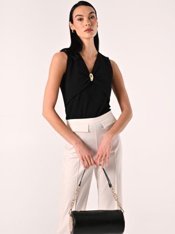 Black Top with Jewel Detail