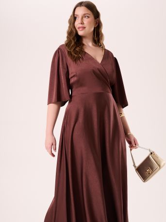 Abito Curvy Lungo Marrone Cioccolato