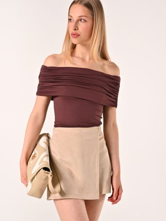 Top off-the-Shoulders Marrone
