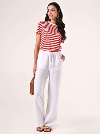 Pantaloni Ampi in Cotone Bianco