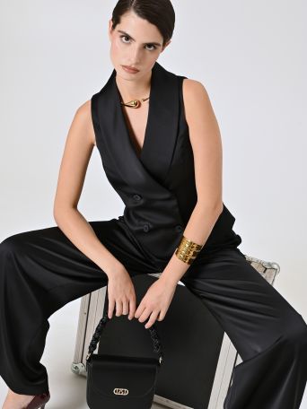 Gilet noir en satin