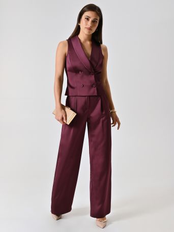 Pantaloni Bordeaux in Raso