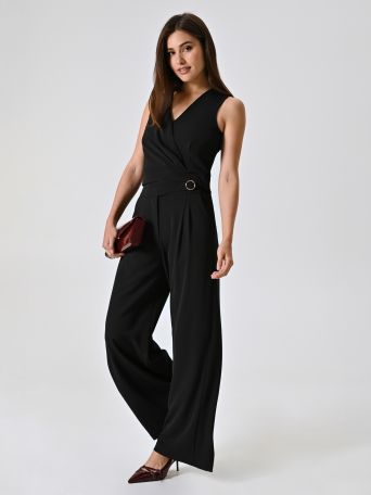 Pantaloni Neri in Tessuto Fluido