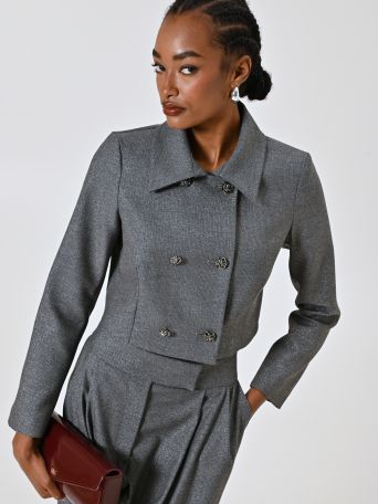 Veste en tissu denté avec fil de lurex