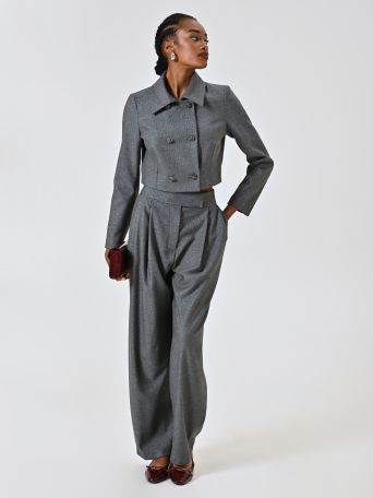 Pantalon en tissu denté avec fil de lurex