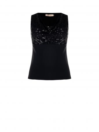 Curvy Black Sequinned Top