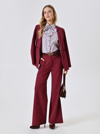 Pantaloni Bordeaux in Punto Milano Fiammato