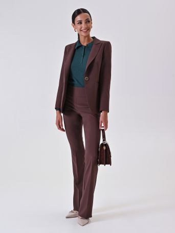 Chocolate Flared Trousers in Technical Fabric