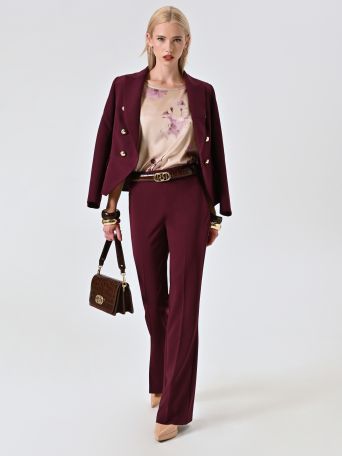 Pantaloni Flared Bordeaux in Tessuto Tecnico