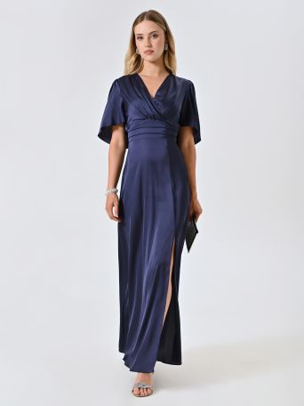 Abito Lungo in Raso Blu