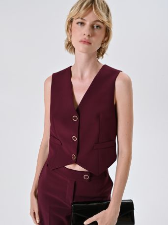 Burgundy Technical Fabric Waistcoat