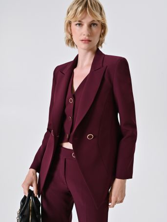 Veste croisée bordeaux en tissu technique