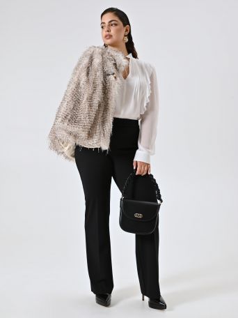 Curvy Black Palazzo Trousers in Scuba Crepe