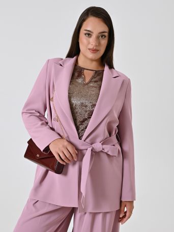 Chaqueta curvy tipo bata en cady malva