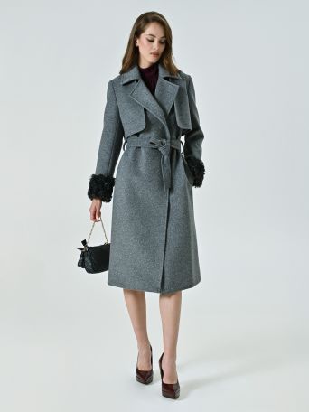 Three-in-One Coat with Fur-effect Cuffs